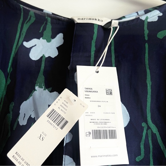 Marimekko Tarika Viivakukka Line Flower Dress NWT Size 34 / US XS - Picture 16 of 16